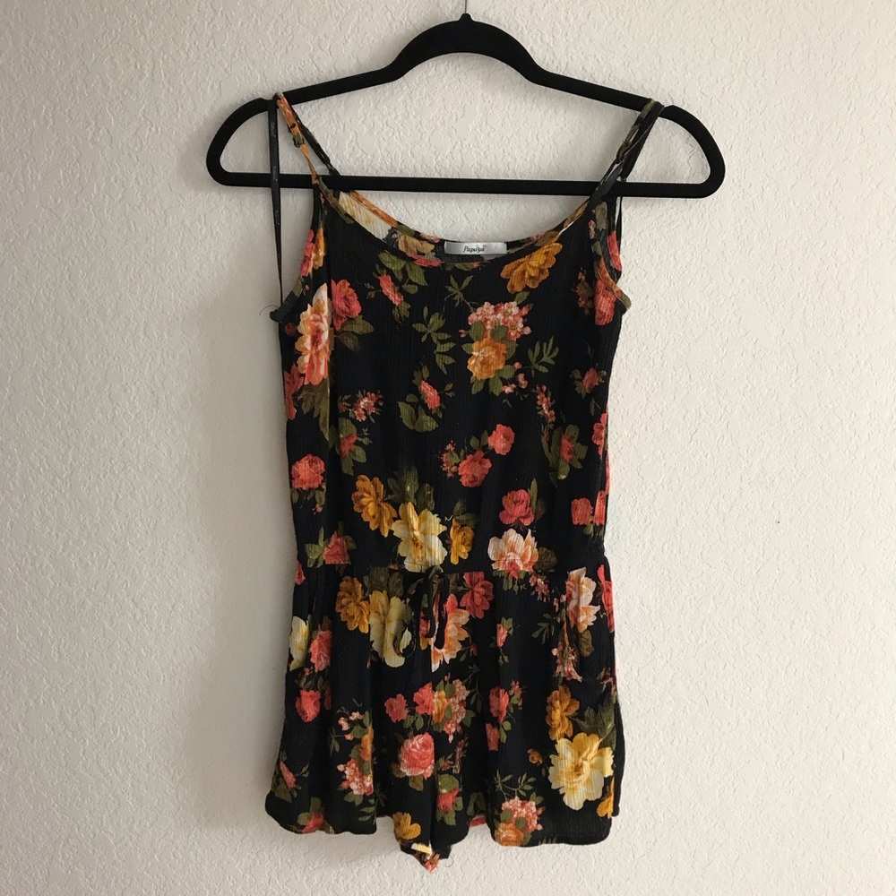 Women’s black floral romper size SMALL